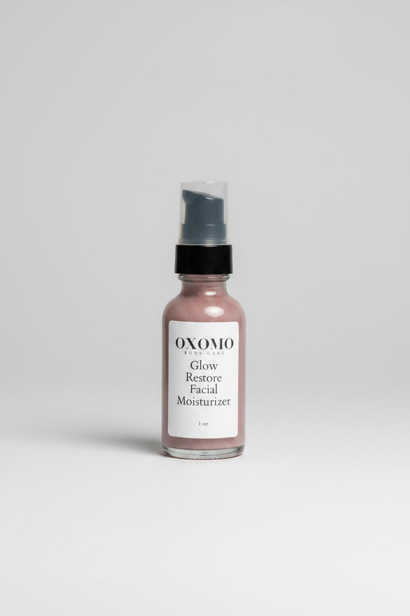 Facial moisturizer bottle with a visible brand label on a metal surface